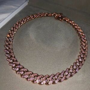 Pink  Rose Gold Women's Cuban necklace 18inch